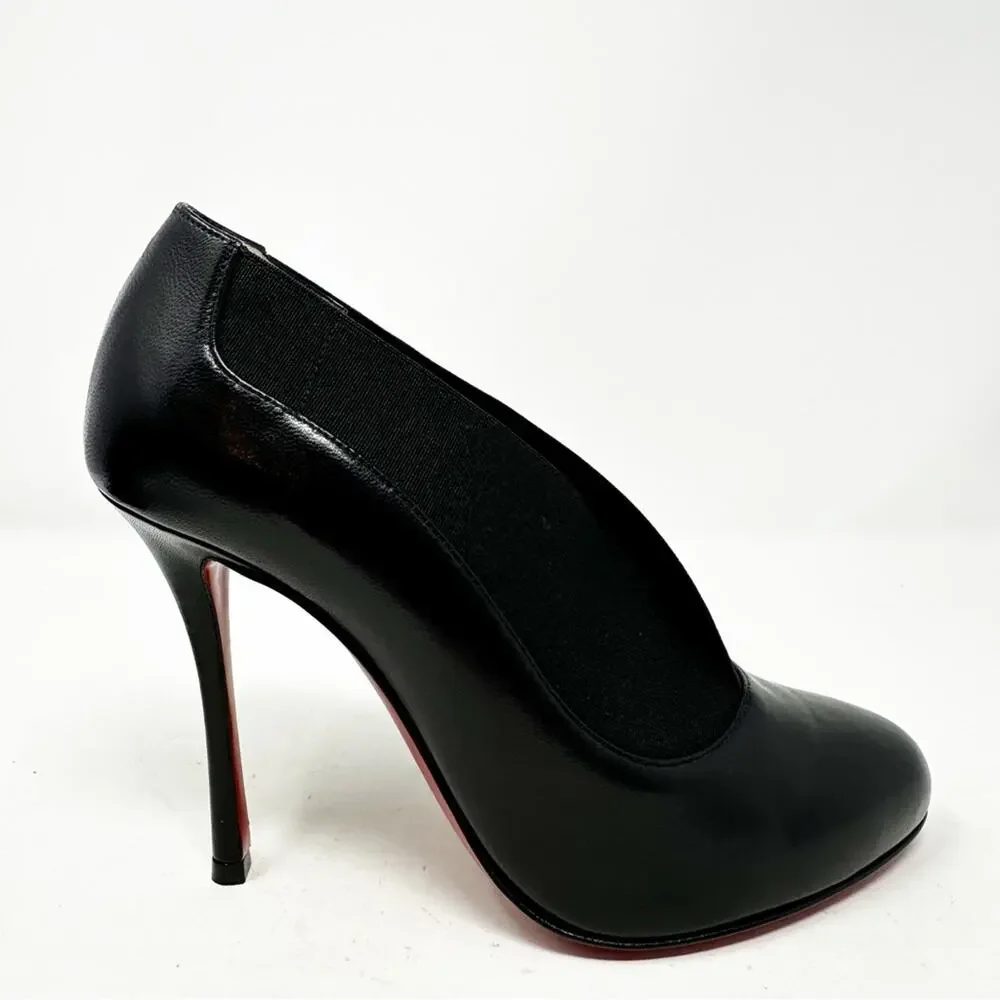 Christian Louboutin Toot Couverte Black Leather Ankle Boots Womens Size EU 36.5